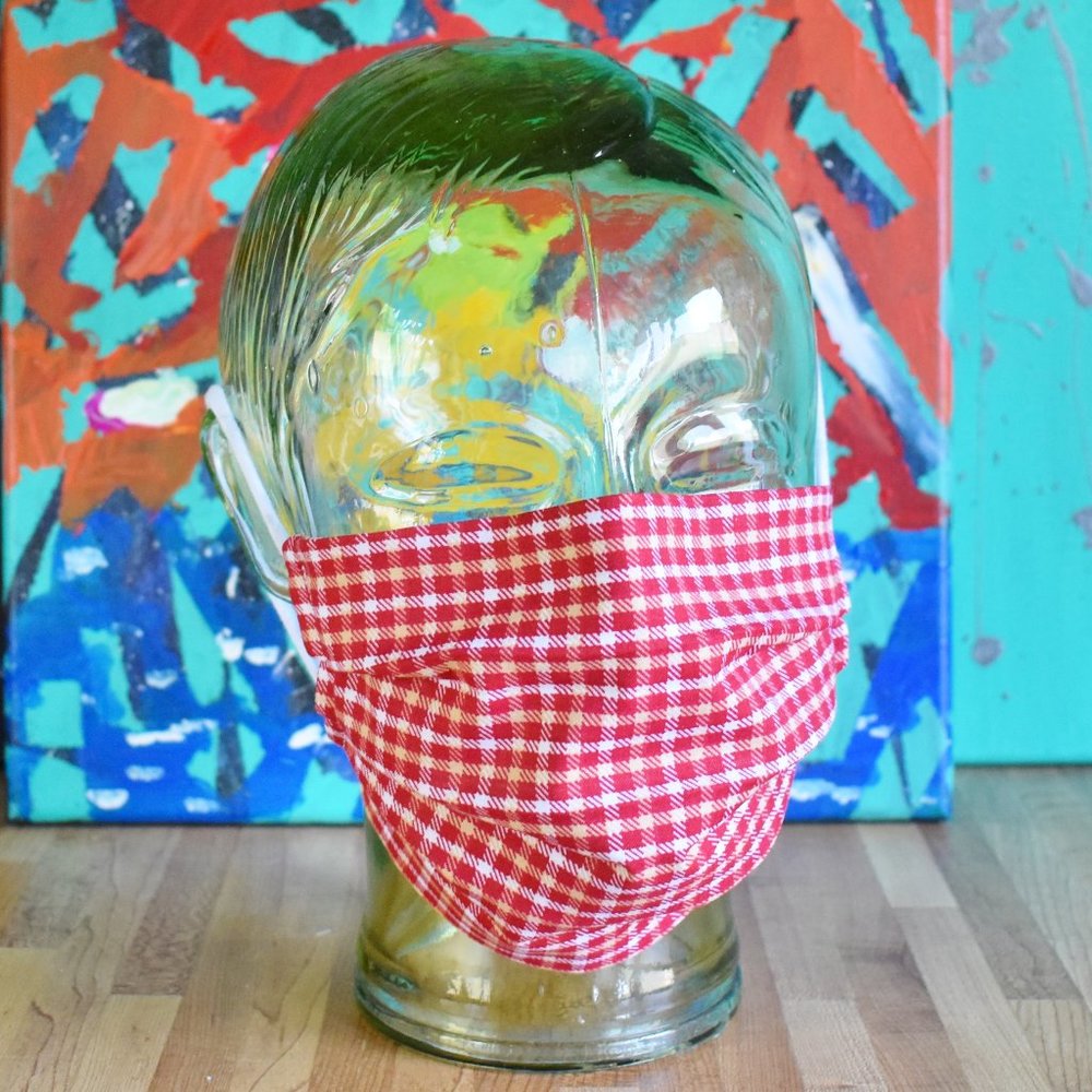 Red Plaid Face Mask Soft Ear Loop & Nose Wire